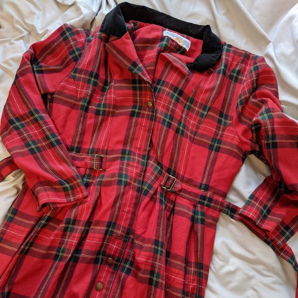 Vintage 80s Plaid Jessica Howard Tie Back Dress - Picture 7 of 7
